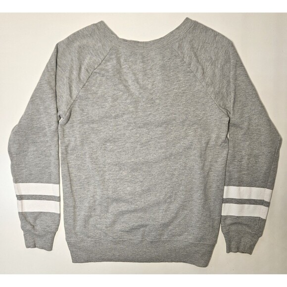 Retro Official Disney Mickey Mouse Sweatshirt  Small Gray White Stripes - Picture 3 of 5